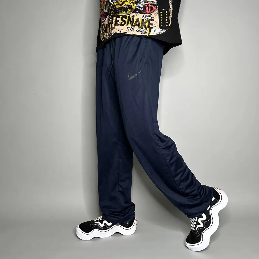 Vintage Y2K Nike Sweatpants Mens L Relaxed Fit Navy Blue Polyester Subtle Swoosh